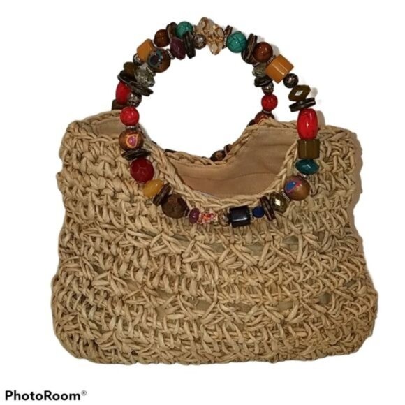 Cappelli Straw Bag Jewels Purse Satchel Tote Handbag WOMAN'S WOMEN'S - Picture 1 of 8